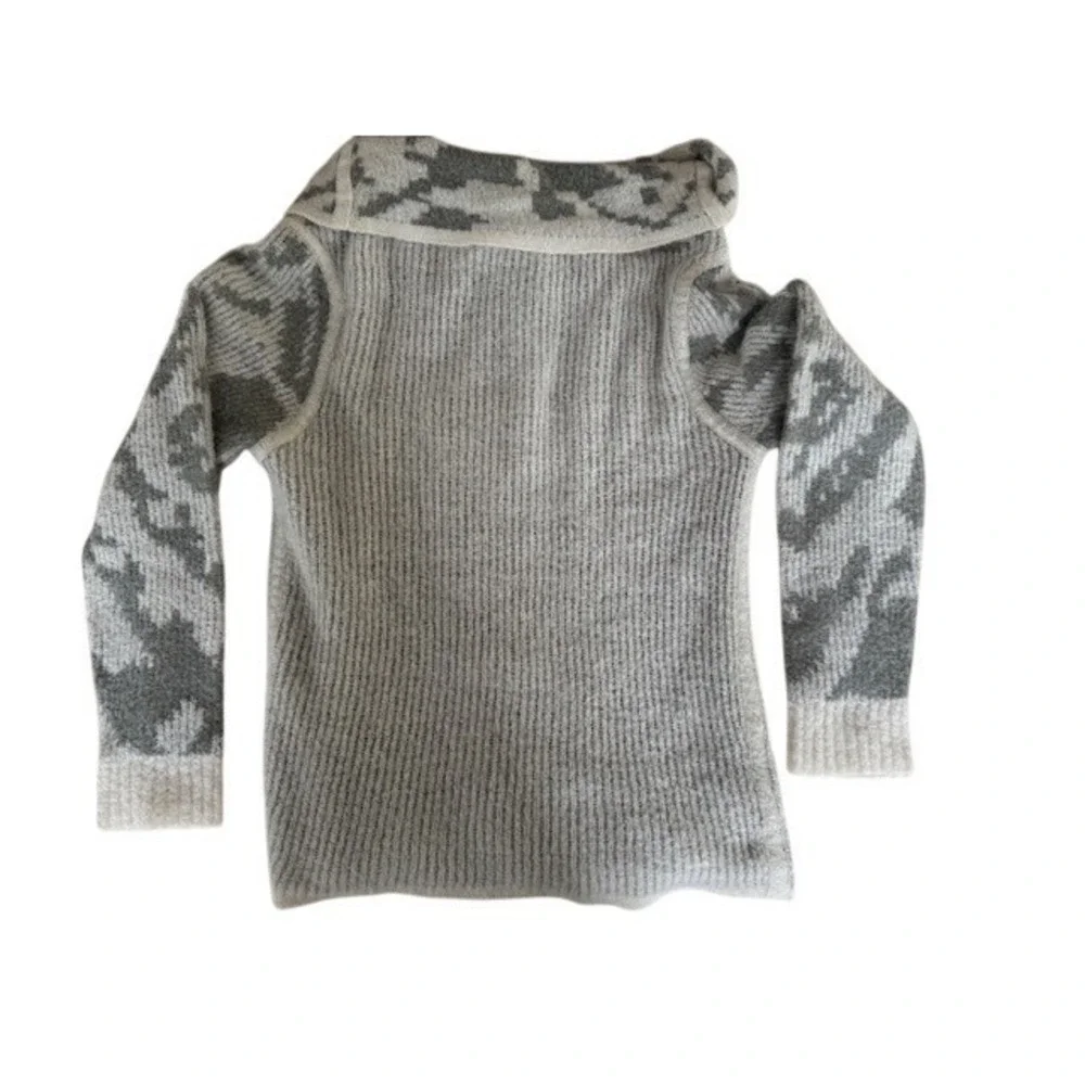 Prana Gray Patterned Cowl Neck Long Sleeve Knit Sweater‎ Women's - Size M